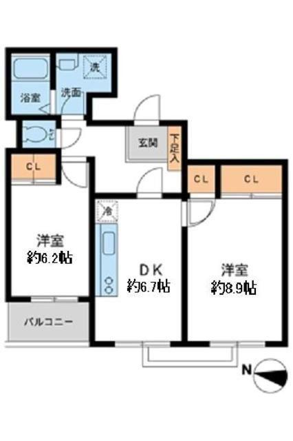 鉄飛坂マンション(2DK/3階)の間取り写真