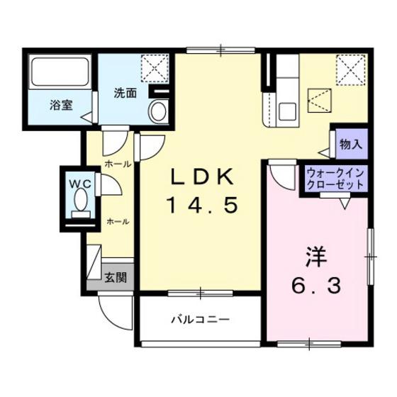 ブロッサム プラム館(1LDK/1階)の間取り写真
