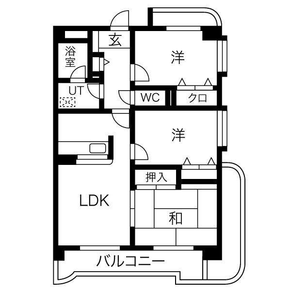 ヴェルデ空港前I(3LDK/3階)の間取り写真