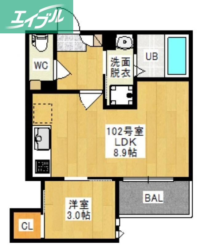 GRANDTIC 奥田VI(1LDK/1階)の間取り写真