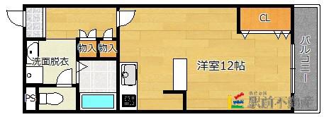 K・FLATII(ワンルーム/3階)の間取り写真