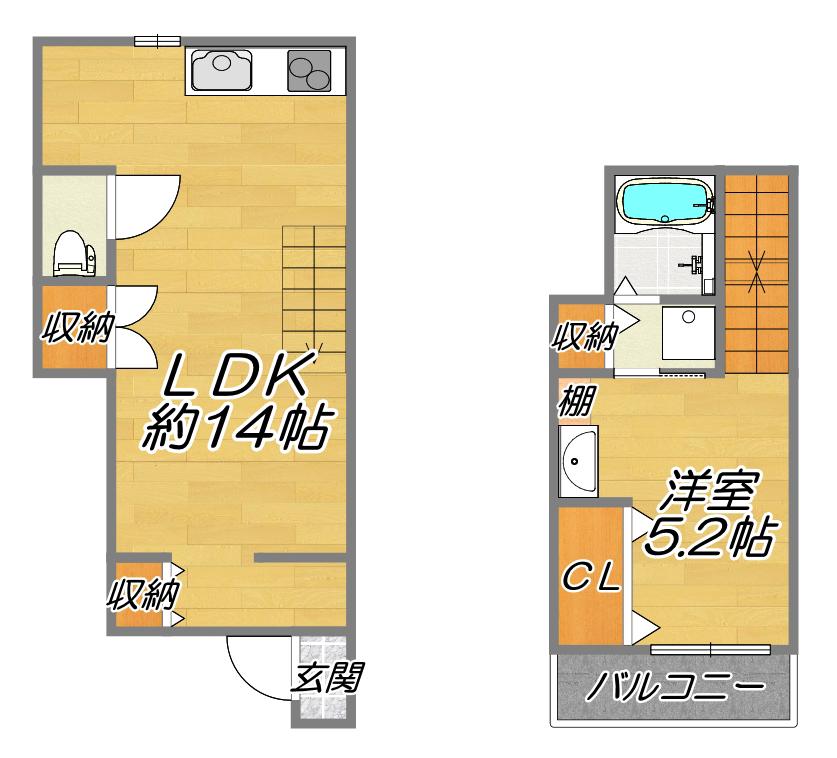 京阪本線香里園駅10分 ペット多頭飼い可(1LDK/1階)の間取り写真