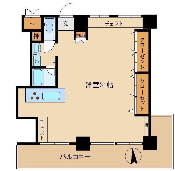 東建ニューハイツ九段(ワンルーム/3階)の間取り写真