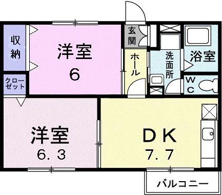 アンシャンテM2(2DK/2階)の間取り写真