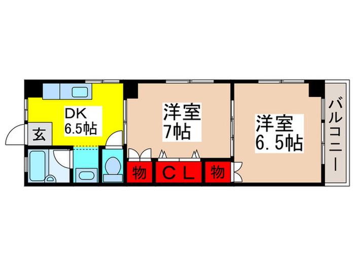 山崎ビル(2DK/5階)の間取り写真