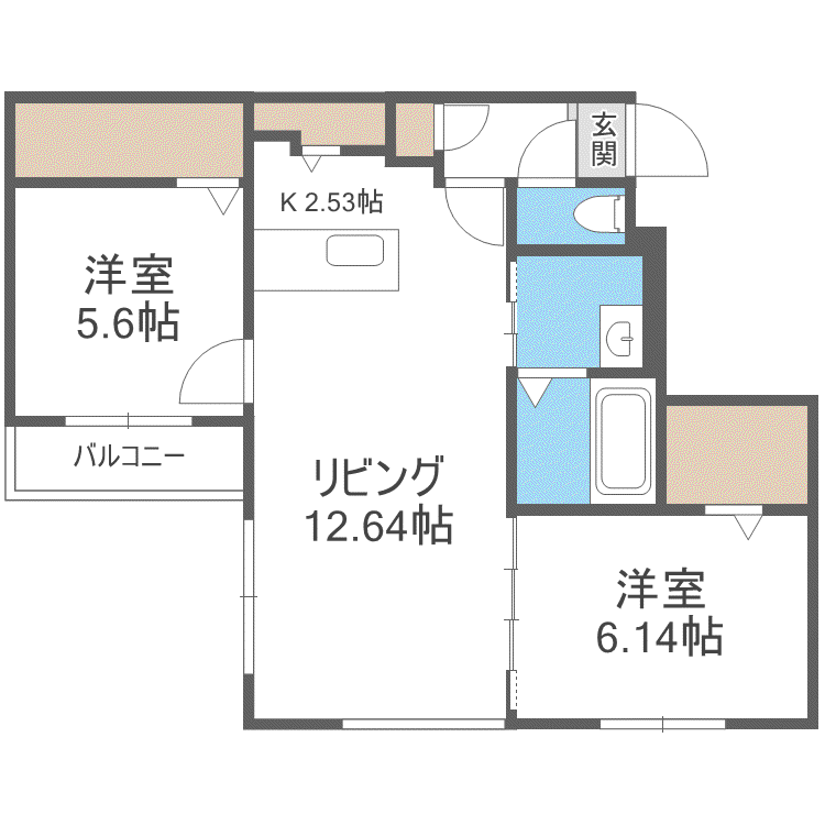 VILLAGE KOTONIヴィレッジ琴似(2LDK/4階)の間取り写真