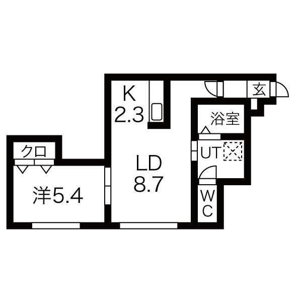 グランフェリーチェ曙(1LDK/2階)の間取り写真