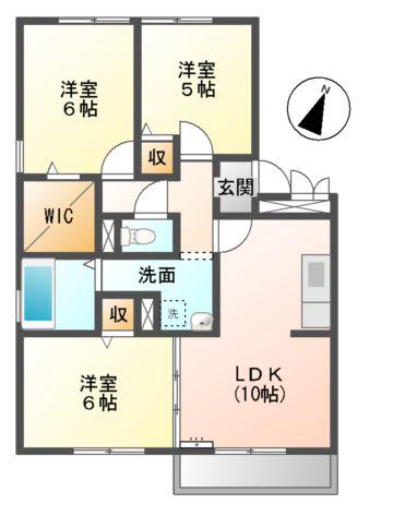 ロイヤルガーデン(3LDK/2階)の間取り写真