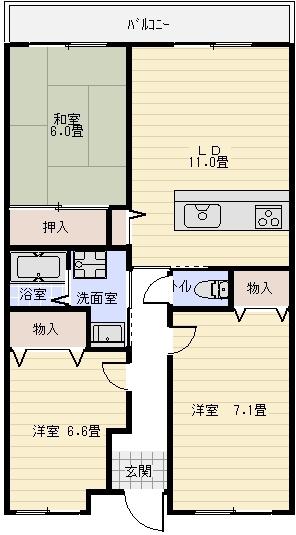 小枝ビルⅡ(3LDK/4階)の間取り写真