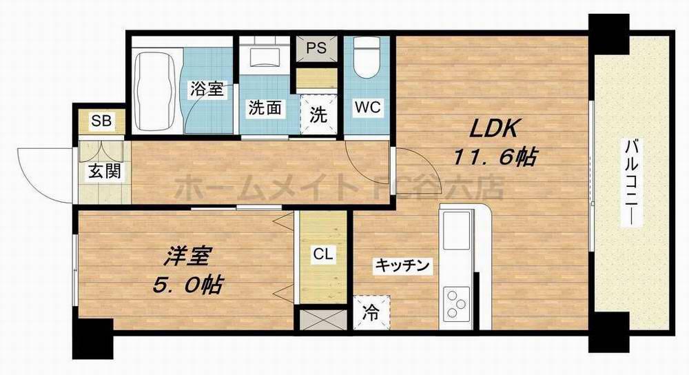 ブル フォルトゥーナ扇町(1LDK/3階)の間取り写真