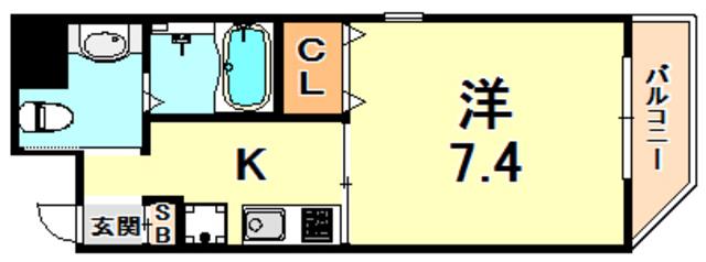 シティフラット六甲道(1K/5階)の間取り写真