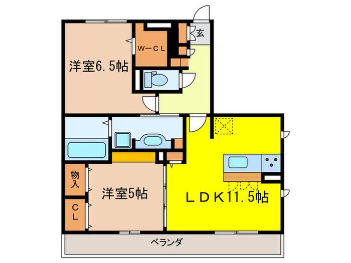 メディフィス西府(2LDK/2階)の間取り写真