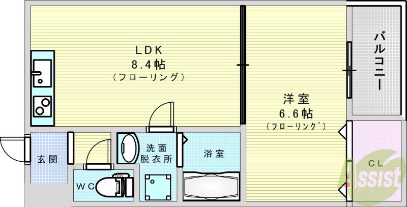 ACT正雀(1LDK/2階)の間取り写真