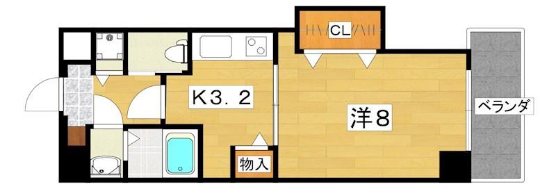 ルミエール交野(1K/6階)の間取り写真