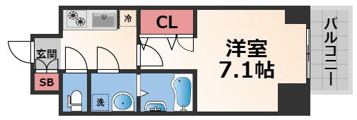 S-RESIDENCE高井田CENTRAL(1K/5階)の間取り写真