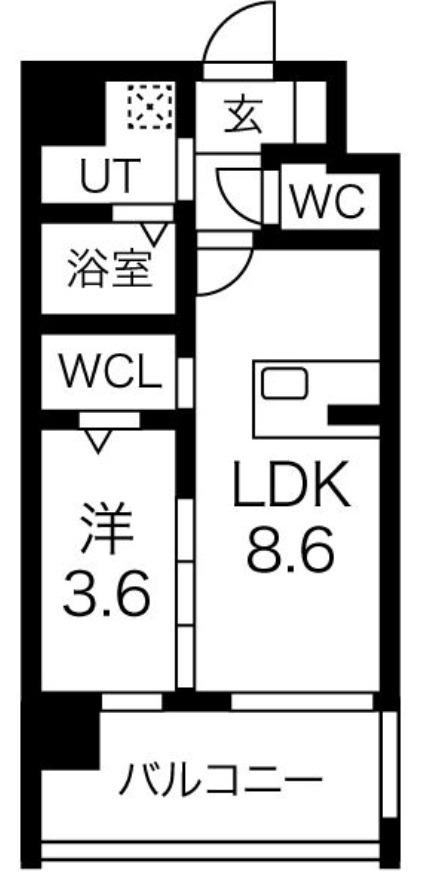 エストワン東大阪(1LDK/9階)の間取り写真