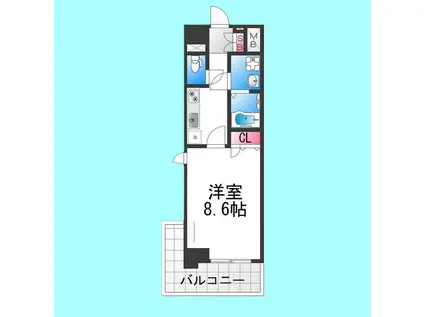 TKアンバーコート堺東II(1K/6階)の間取り写真