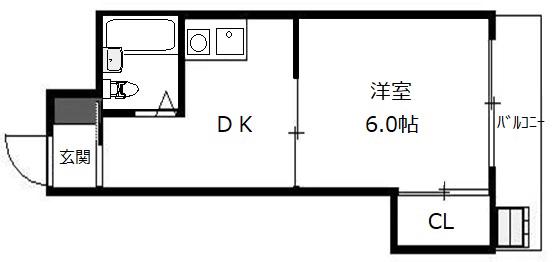 井上マンション(1DK/2階)の間取り写真