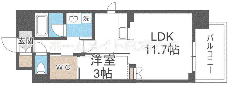 セレニテフラン谷町四丁目(1LDK/7階)の間取り写真