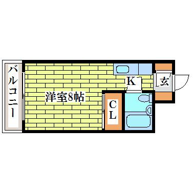 プレジール清田(ワンルーム/2階)の間取り写真