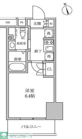 レジディア蒲田IV(1K/2階)の間取り写真