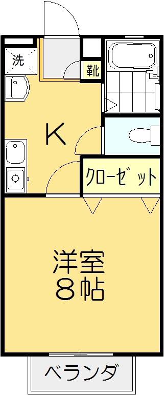 ダンディライオン西市 A棟(1K/2階)の間取り写真
