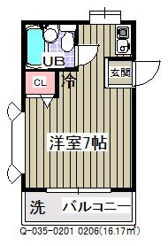 ローズアパート(ワンルーム/2階)の間取り写真