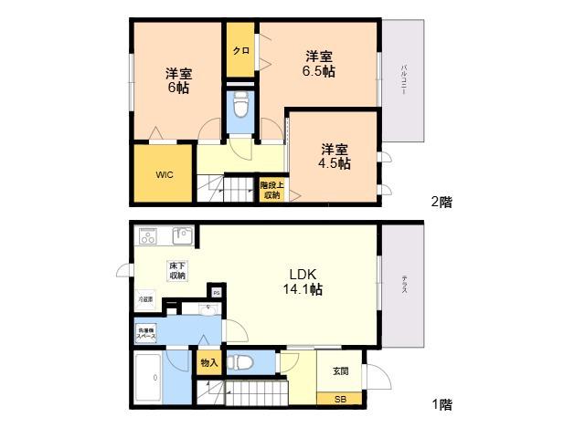 D-ROOMサンライズ B(3LDK/1階)の間取り写真