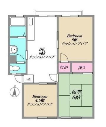 サンビレッジ横瀬J棟(3DK/2階)の間取り写真