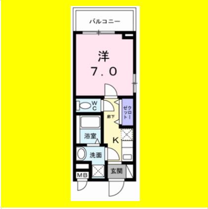 フラッグシップ中町(1K/5階)の間取り写真