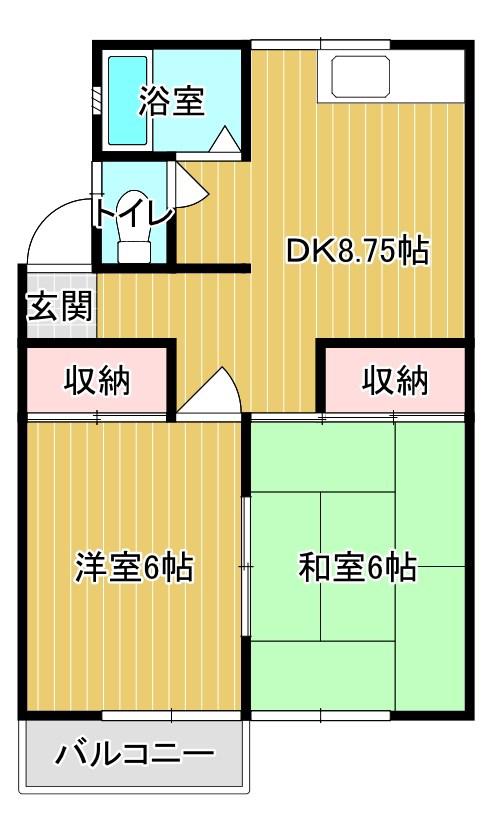 フォルツスコーピオン(2DK/1階)の間取り写真