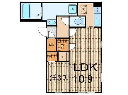 LUORE中野新橋(1LDK/3階)の間取り写真