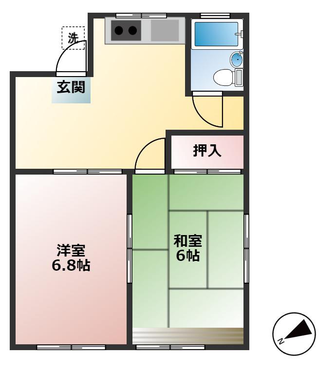 メゾン平(2DK/2階)の間取り写真