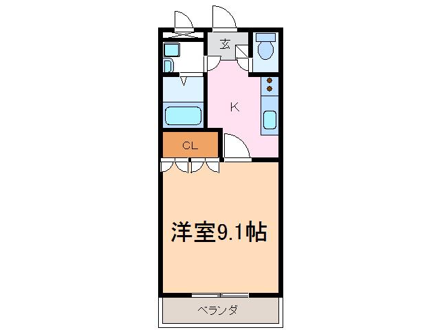 タンドレス観音(1K/2階)の間取り写真