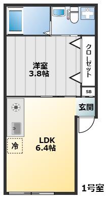 今井町共同(1LDK/1階)の間取り写真