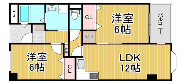 アウフヘーベン東宝塚(2LDK/4階)の間取り写真