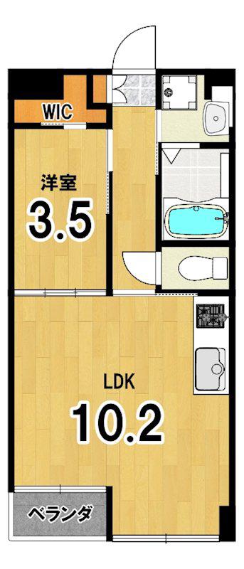 プラネシア東山三条(1LDK/4階)の間取り写真