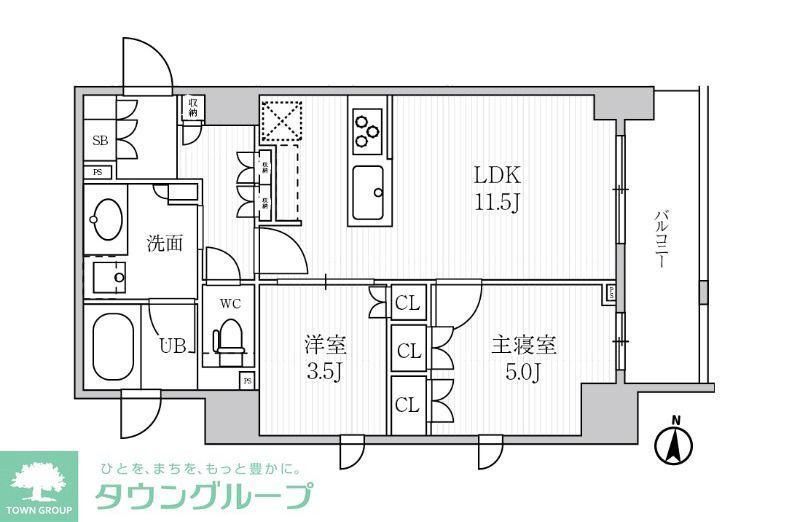 シーズンフラッツ菊川(2LDK/9階)の間取り写真