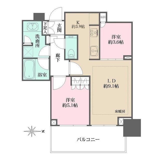 大崎ステーションレジデンス(2LDK/30階)の間取り写真