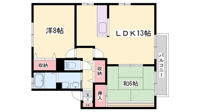 ヴィンテージハイツII(2LDK/2階)の間取り写真