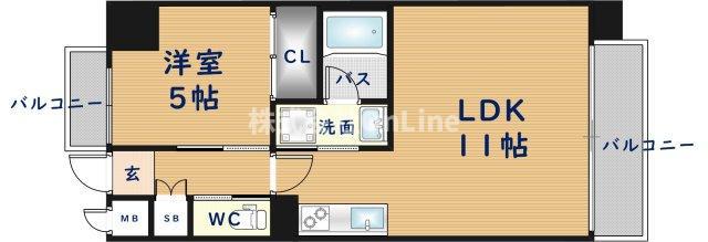 プレジオ八戸ノ里(1LDK/6階)の間取り写真