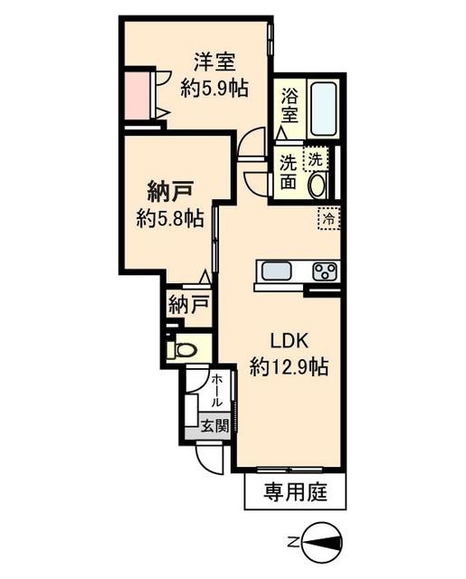 DEMEURE CRECIA II(2LDK/1階)の間取り写真