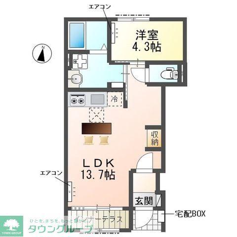 野々下1丁目アパート(1LDK/1階)の間取り写真