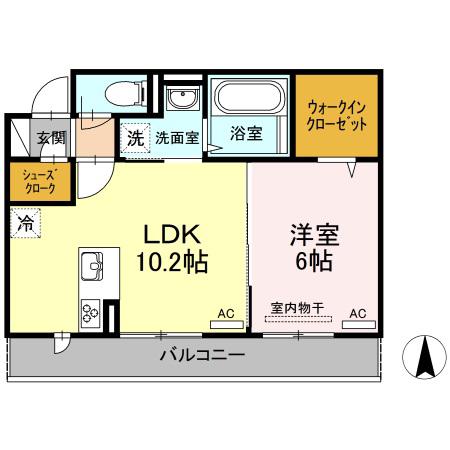 リーリエ中吉野(1LDK/3階)の間取り写真