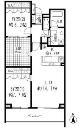 リベルテ等々力(2LDK/1階)の間取り写真