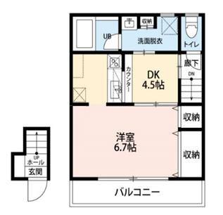 ドミール西初石B棟(1DK/2階)の間取り写真