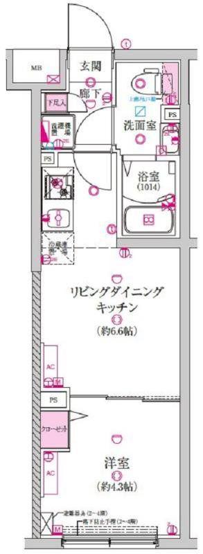 ラフィスタ豪徳寺(1DK/2階)の間取り写真