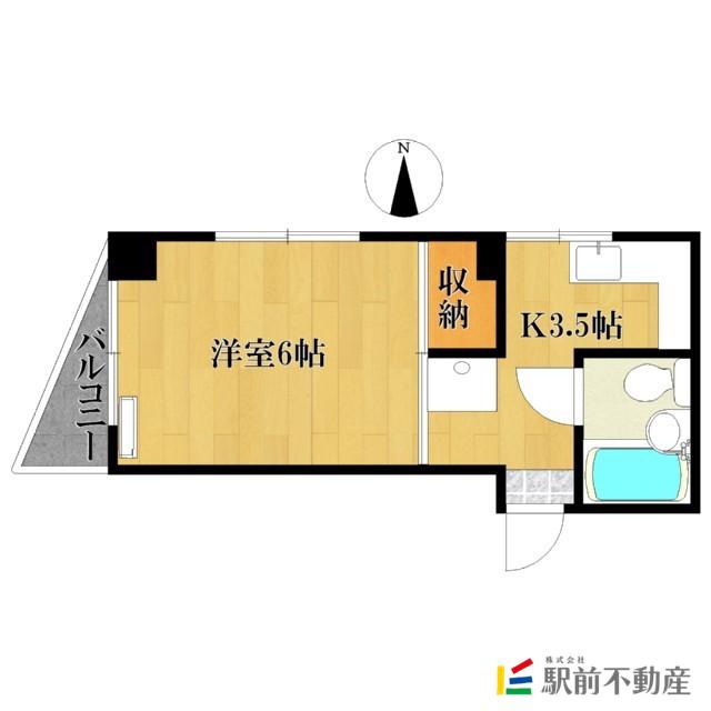 シティハイツ古賀(1K/5階)の間取り写真