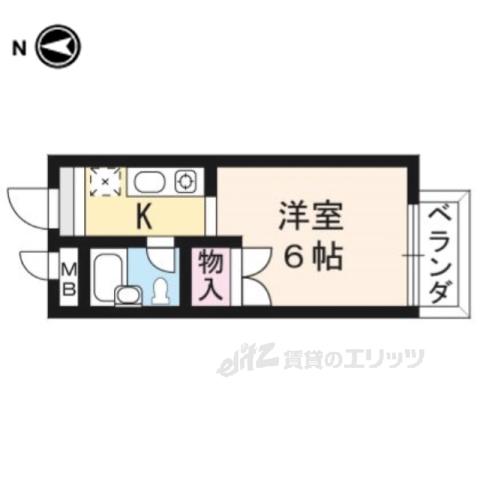ヴィラ山科南(1K/1階)の間取り写真