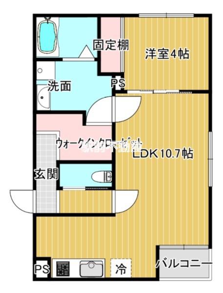 SPIKA津福(1LDK/2階)の間取り写真